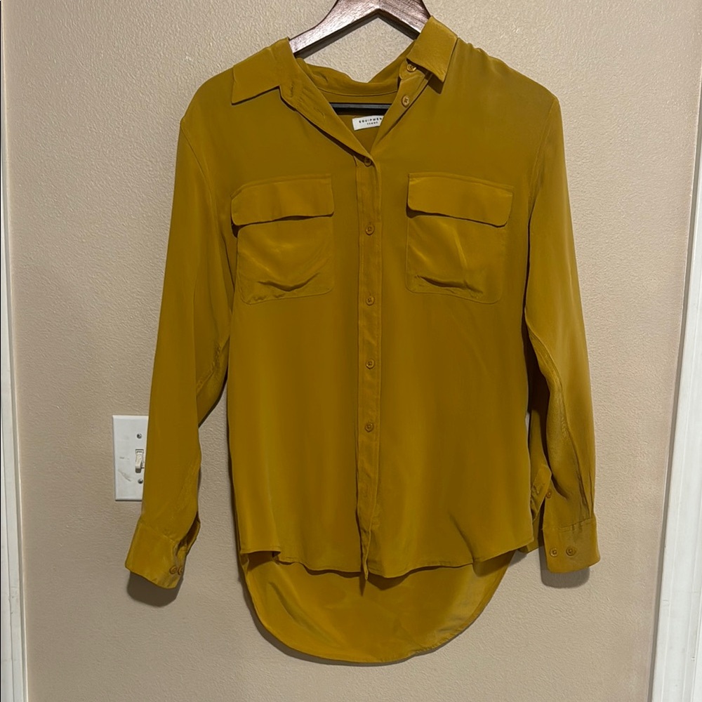 Women's Mustard Button-Up Blouse